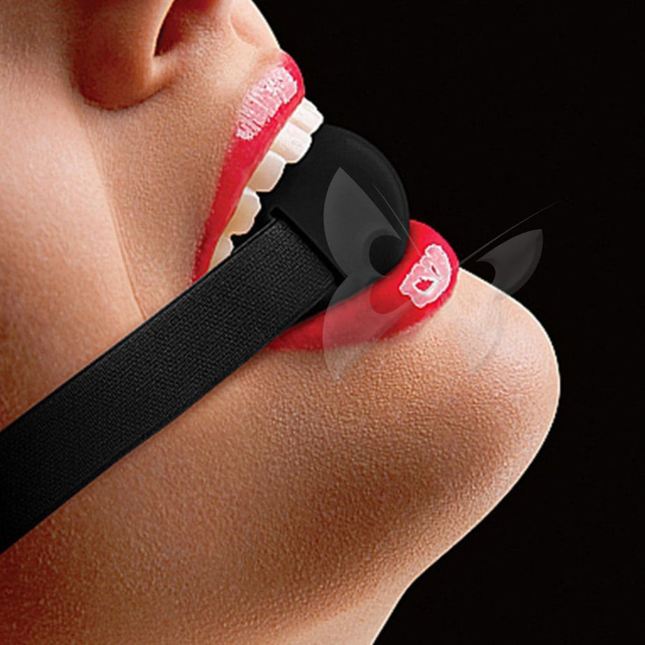 Ouch! Elastic Ball Gag (Black) In Use