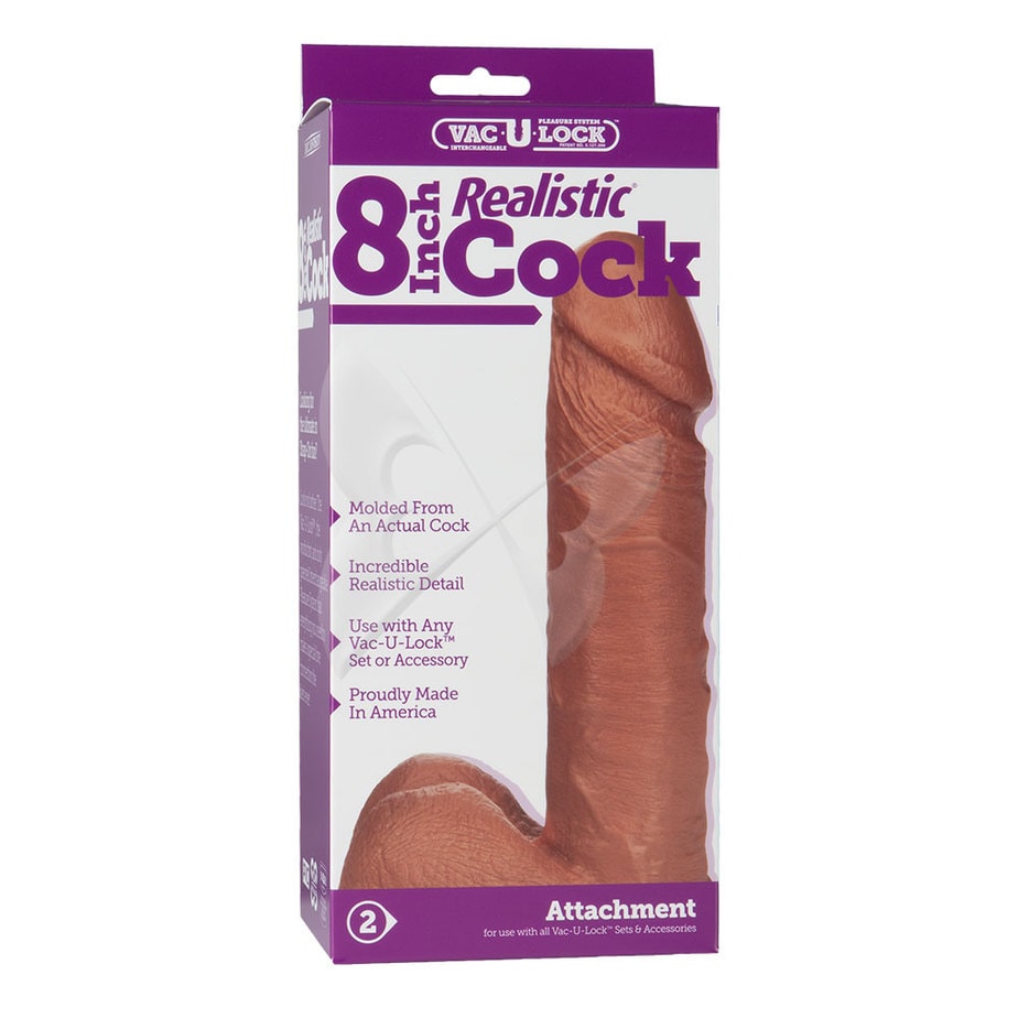 Vac U Lock 8 Inch Realistic Cock (Brown) Box Vac U Lock 8 Inch Realistic Cock (Brown) Box