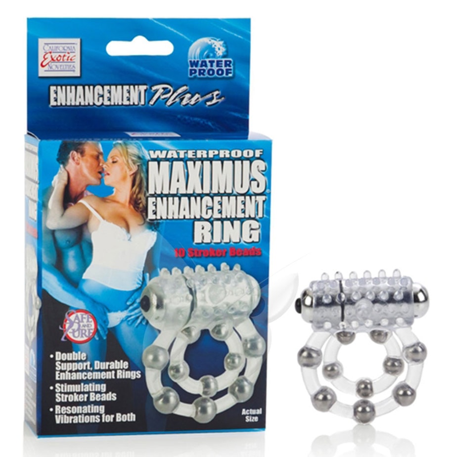 Waterproof Maximus Vibrating Cock Ring With 10 Stroker Beads Box