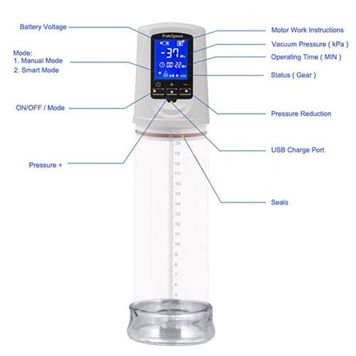 FreeSpace LCD Penis Pump Series 2 (Black) Features