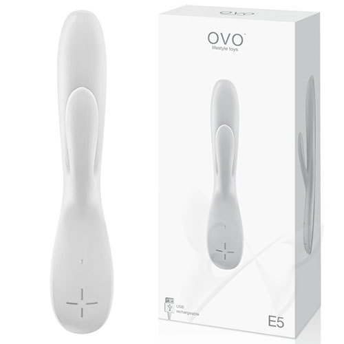 OVO E5 Rechargeable Rabbit Vibrator (White) Box
