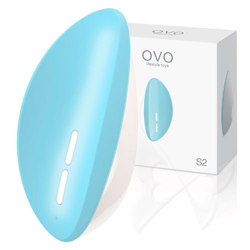 OVO S2 Rechargeable Lay On Clitoral Vibrator (Light Blue) Box