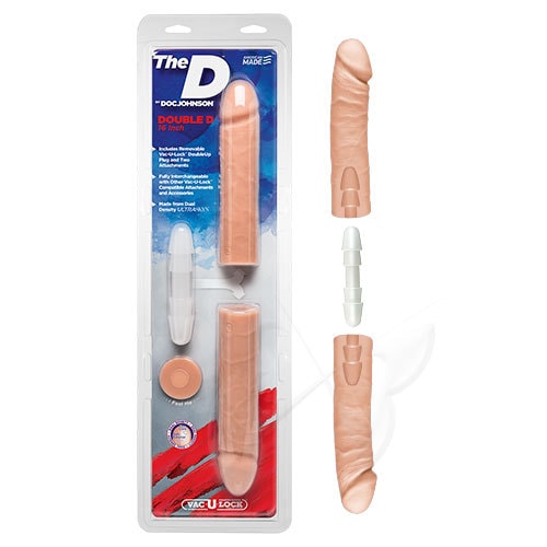 The D Double D 16 Inch Vanilla Double Ended Dildo Packaging