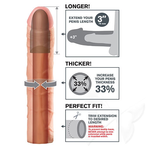 Fantasy X-tensions Perfect 3 Inch Penis Extension (Flesh) Diagram