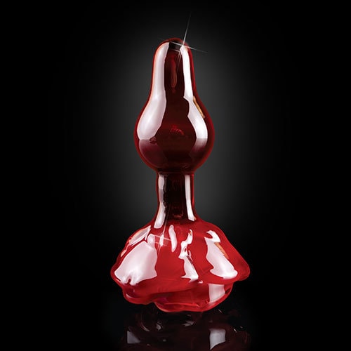 Icicles No 76 Glass Butt Plug (Red Rose) Front View