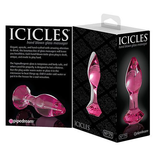Icicles No 79 Glass Butt Plug (Pink Diamond) Box Open