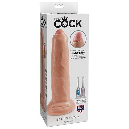 King Cock 9 Inch Uncut Cock Flesh Realistic Uncircumcised Dildo Box