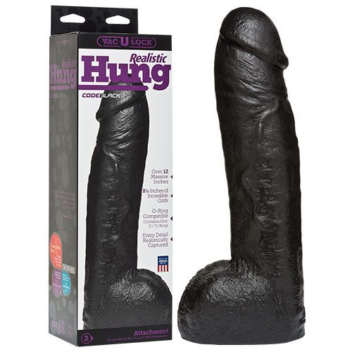 vac-u-lock-codeblack-realistic-hung-box Vac U Lock Codeblack Realistic Hung 12 Inch Realistic Dildo Box