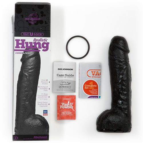 Vac U Lock Codeblack Realistic Hung 12 Inch Realistic Dildo Contents
