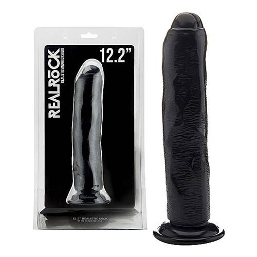 REALROCK 12.2 Inch Realistic Cock Black Realistic Dildo Packaging