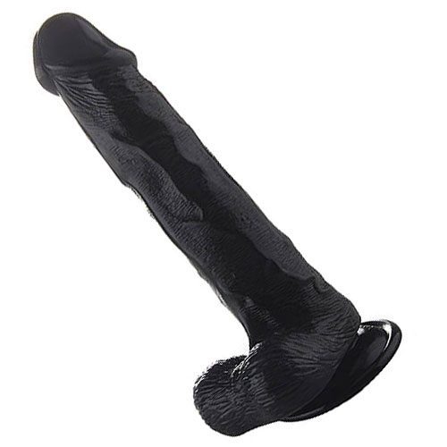 REALROCK 12 Inch Realistic Cock Plus Balls Black Realistic Dildo