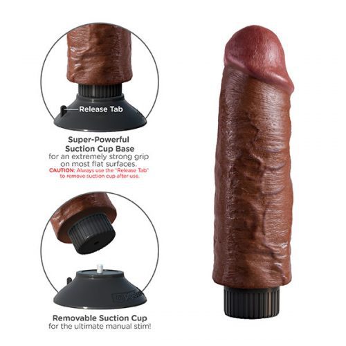 King Cock 6 Inch Vibrating Cock Brown Realistic Vibrators