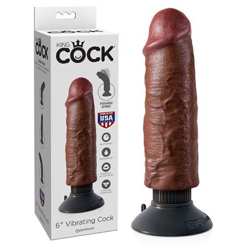King Cock 6 Inch Vibrating Cock Brown Realistic Vibrators Box