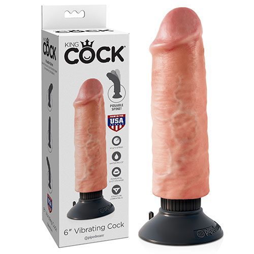 King Cock 6 Inch Vibrating Cock Flesh | Realistic Vibrators