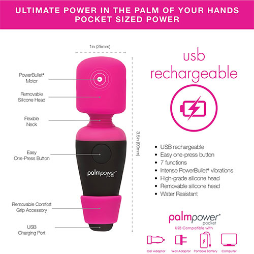 PalmPower Pocket Massage Wand Clitoral Vibrator - Image 2