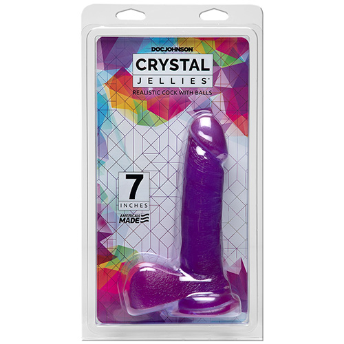 Crystal Jellies 7 Inch Realistic Cock With Balls (Purple)