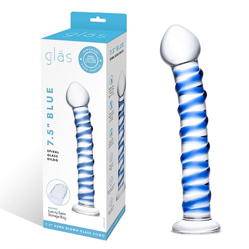 Glas Blue Spiral Glass Dildo 7.5 Inch | Non Realistic Dildos