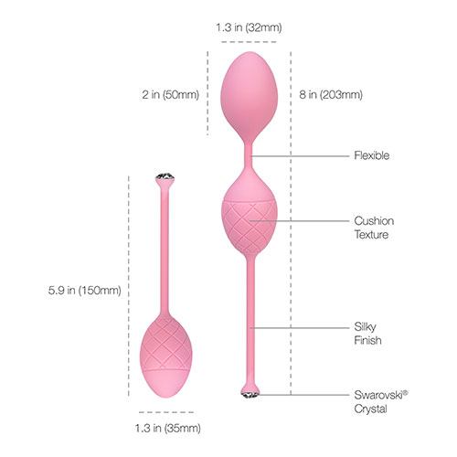 Pillow Talk Frisky Kegel Exercisers (Pink) | Dimensions