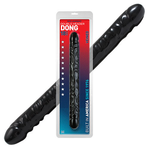 Double Header 18 Inch Veined (Black) | Double Dong