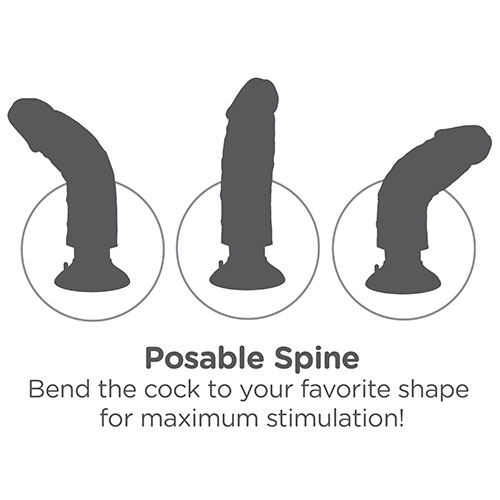 King Cock 7 Inch Vibrating Cock With Balls Posable Base