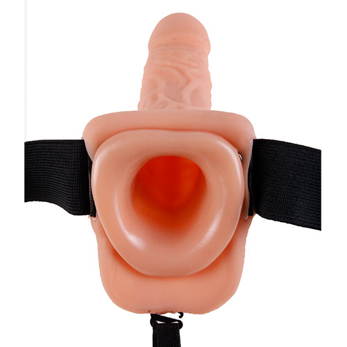 7 Inch Vibrating Hollow Strap-On with Balls (Light) Entrance