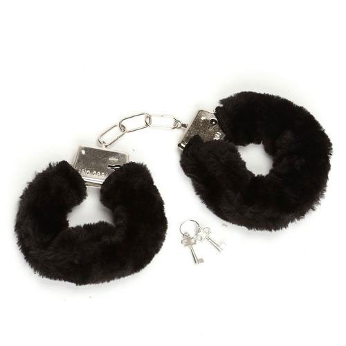 Fluffy Love Cuffs (Black) | Furry Handcuffs | Bondage Sex Toys