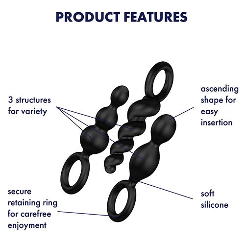 Satisfyer Booty Call Plugs 3 Anal Beads Set (Black) - Image 2