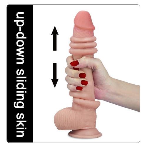 Sliding Skin Dual Layer Dong (9 Inches) With Balls Use
