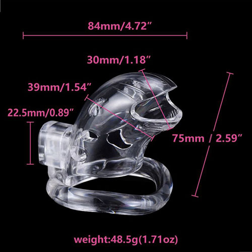 Brutus Shark Chastity Cage (Clear) Dimensions