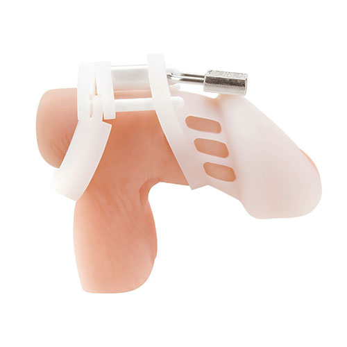 Blue Line Men Silicone Chastity Cage Side View