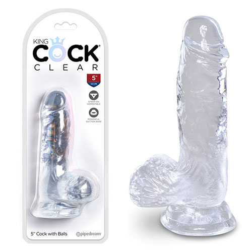 King Cock | 5 Inch Cock with Balls (Clear) | Realistic Dildos