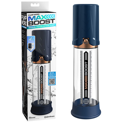 Pump Worx Max Boost Penis Pump (Blue/Clear) | Penis Pumps